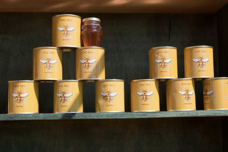 Sianna, Rhodes / Greece - June 23, 2014: Honey in a shop in Siana village, Rhodes, Dodecanese...
