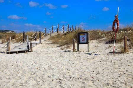 Son Bou, Menorca / Spain - June 22, 2016: The dunes park area at Son Bou beach near Alaior, Menorca, Balearic Islands, Spainのeditorial素材