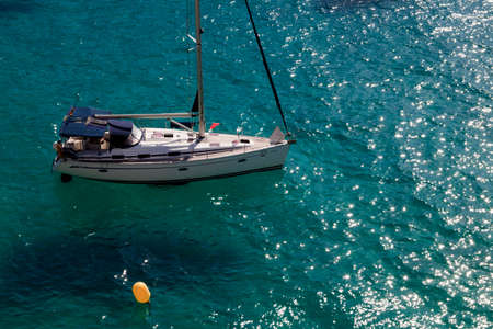 Macarella, Menorca / Spain - June 25, 2016: A boats at Cala Macarella, Menorca, Balearic Islands, Spainのeditorial素材
