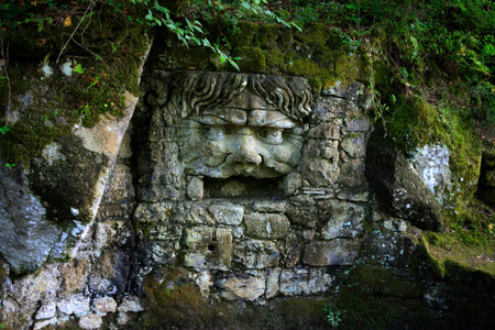 Bomarzo (VT), Italy - May 15, 2016: The Sacro Bosco park and garden in Bomarzo, Viterbo, Lazio,...