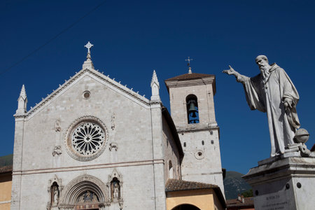 Norcia (PG), Italy - May 25, 2015: Church of San Benedetto, Norcia, Umbria, Italy, Europe