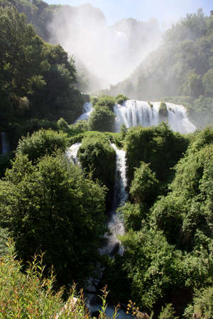 Terni (TR), Italy - May 10, 2016: The famous Marmore waterfall, Terni, Umbria, Italyのeditorial素材