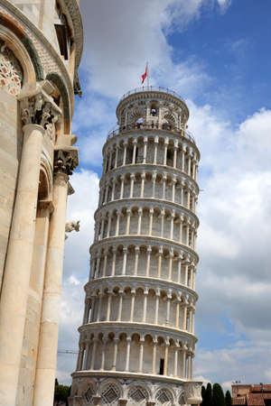 Pisa (PI), Italy - June 10, 2017: The famous Learning Tower of Pisa, Tuscany, Italy, Europeのeditorial素材