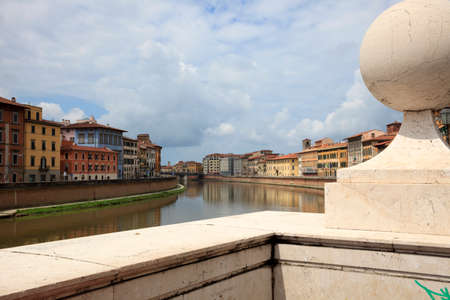 Pisa (PI), Italy - June 10, 2017: View of Arno river, Pisa, Tuscany, Italy, Europeのeditorial素材