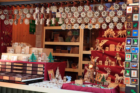 Lubiana / Slovenia - December 8, 2017: Typical souvenir in Christmas market, Lubiana, Sloveniaのeditorial素材