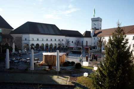 Lubiana / Slovenia - December 8, 2017: Lubiana castle area, Lubiana, Slovenia