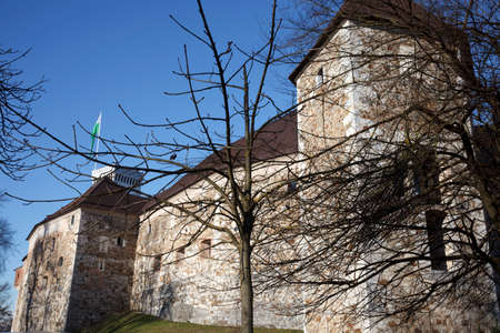 Lubiana / Slovenia - December 8, 2017: A stone side of Lubiana castle, Lubiana, Sloveniaのeditorial素材