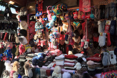 Lubiana / Slovenia - December 8, 2017: Typical souvenirs in Lubiana christmas market, Lubiana, Sloveniaのeditorial素材