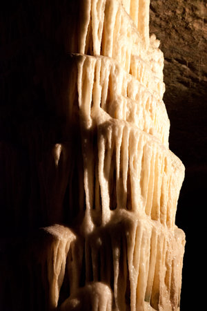 Postojna / Slovenia - December 9, 2017: World famous cave Postojna with stalactites and stalagmites,...