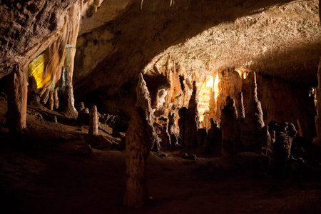 Postojna / Slovenia - December 9, 2017: World famous cave Postojna with stalactites and stalagmites,...