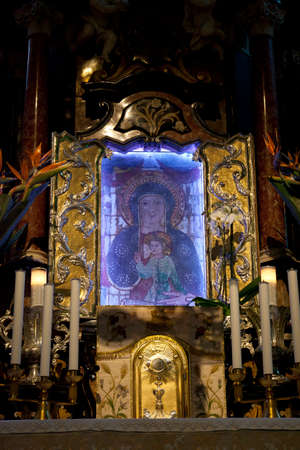 Re (VCO), Italy - December 19, 2017: Altar with "Madonna del Sangue" icon in Re santuary, VCO, Piedmon, Italyのeditorial素材