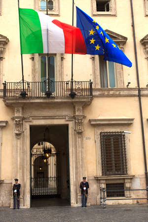 Roma, Italy - October 04, 2017: Palazzo Chigi gate, Rome, Italy.のeditorial素材