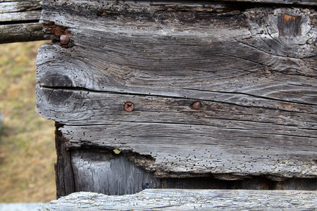 Cravegna (VCO), Italy - December 19, 2017: The planks of an old rural house, Vigezzo Valley, VCO, Piedmon, Italyのeditorial素材