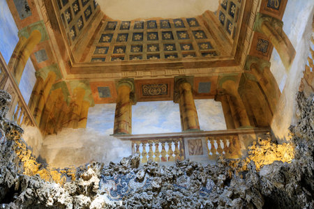 Lainate (MI), Italy - June 16, 2018: Villa Litta Borromeo Visconti ninfeo inside ceiling, Lainate,...