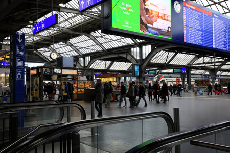 Zurich / Switzerland - November 25, 2018: Zurich train station, Zurich, Switzerland, Europe