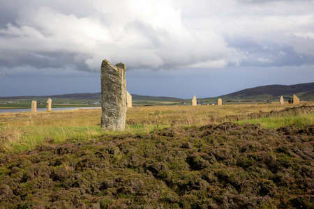 Brodgar - Orkney (Scotland), UK - August 06, 2018: Ring of standing stones at Brodgar, Orkney, Scotland, Highlands, United Kingdomのeditorial素材