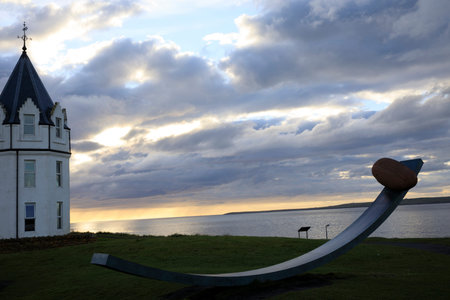 John O'Groats (Scotland), UK - August 04, 2018: 'Nomadic Boulders', a sculpture by Matthew Dalziel and Louise Scullion, at John O'Groats area, Caithness, Scotland, Highlands, United Kingdomのeditorial素材