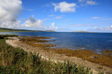 Broch of Gurness - Orkney (Scotland), UK - August 10, 2018: A beach near Broch of Gurness, Orkney, Scotland, Highlands, United Kingdomのeditorial素材