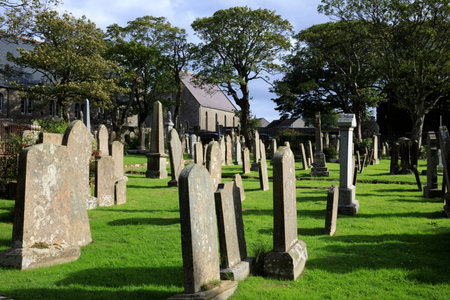 Kirkwall - Orkney (Scotland), UK - August 07, 2018: 12th century Romanesque Saint Magnus cathedral...
