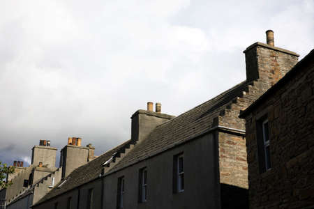 Margaret's Hope - Orkney (Scotland), UK - August 10, 2018: Typical stone house in St Margaret's Hope village, Orkney, Scotland, Highlands, United Kingdomのeditorial素材
