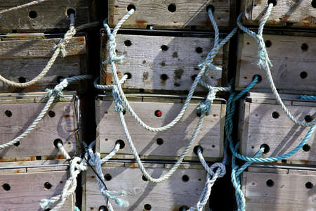 Orkney (Scotland), UK - August 10, 2018: Lobster and crab fishing pots piled in the port, Orkney, Scotland, Highlands, United Kingdomのeditorial素材