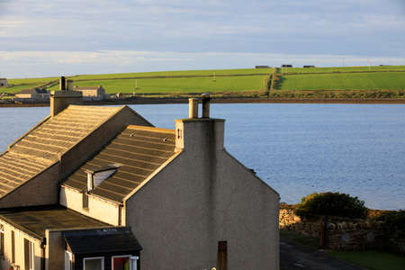 Scapa Flow - Orkney (Scotland), UK - August 11, 2018: A house near harbour of Scapa Flow, Orkney, Scotland, Highlands, United Kingdomのeditorial素材