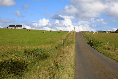 Orkney (Scotland), UK - August 10, 2018: A typical landscape in the Orkney islands, Orkney, Scotland, Highlands, United Kingdomのeditorial素材