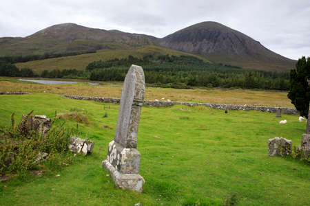 Cill Chriosd - Skye Island (Scotland), UK - August 13, 2018: Gravestones in the graveyard of Cill Chriosd / Kilchrist Church on the Isle of Skye, Inner Hebrides, Scotland, United Kingdomのeditorial素材