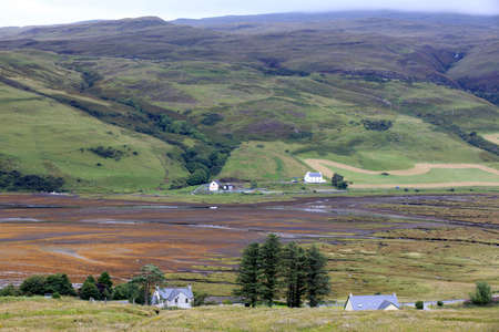 Skye Island (Scotland), UK - August 14, 2018: Typical landscape of Scotland, Isle of Skye, Inner Hebrides, Scotland, United Kingdomのeditorial素材