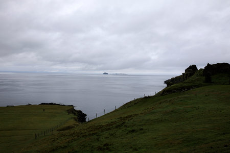 Portree - Skye Island (Scotland), UK - August 14, 2018: The landscape near Kilt Rock View point,...