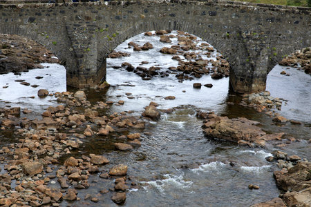 Sligachan - Skye Island (Scotland), UK - August 14, 2018: Sligachan Old Bridge looking towards the...