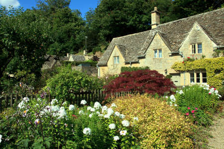 Bibury (England), UK - August 05, 2015: Bibury village view, Gloucestershire, England, United Kingdom.のeditorial素材
