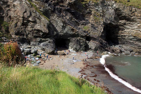 Tintagel (England), UK - August 10, 2015: Tintagel coastline, Cornwall, United Kingdom.のeditorial素材