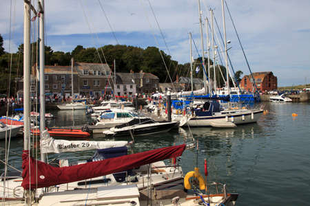 Padstow (England), UK - August 11, 2015: Padstow's harbor, Cornwall, United Kingdom.のeditorial素材
