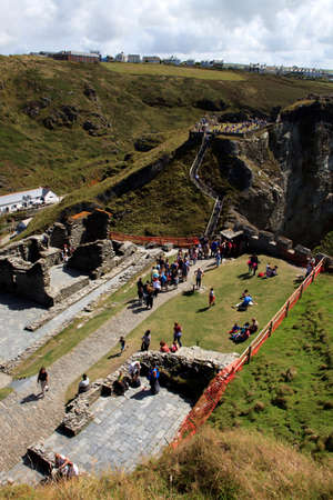 Tintagel (England), UK - August 10, 2015: Tintagel site near the coast, Cornwall, United Kingdom.のeditorial素材