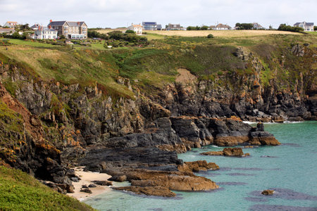 Lizard (England), UK - August 16, 2015: Lizard Peninsula cliffs area, Cornwall, England, United...