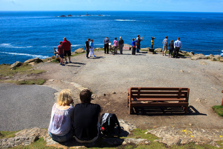 Land's End area (England), UK - August 16, 2015: The Land's End area, Cornwall, England, United Kingdom.のeditorial素材