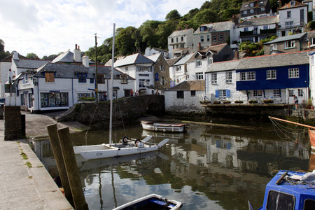 Polperro (England), UK - August 16, 2015: Polperro harbour and village, Cornwall, England, United...