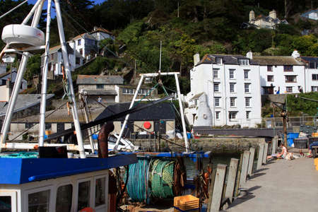 Polperro (England), UK - August 16, 2015: Polperro harbour and village, Cornwall, England, United Kingdom.のeditorial素材