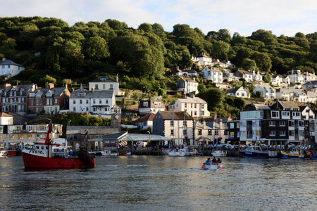 Looe (England), UK - August 22, 2015: Looe harbor, Cornwall, England, United Kingdom.