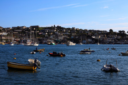 Fowey (England), UK - August 19, 2015: Fowey harbor, Cornwall, England, United Kingdom.