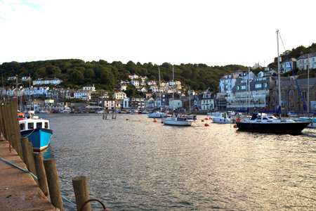 Looe (England), UK - August 22, 2015: Looe harbor, Cornwall, England, United Kingdom.
