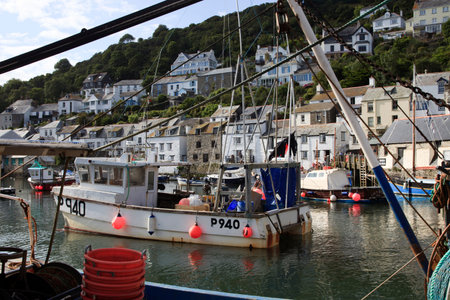 Polperro (England), UK - August 16, 2015: Polperro harbour and village, Cornwall, England, United...