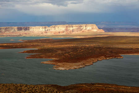 Page, Arizona / USA - August 05, 2015: Panoramic view on famous lake Powell, Page, Arizona, USAのeditorial素材