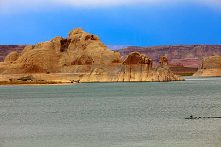 Page, Arizona / USA - August 05, 2015: Panoramic view on famous lake Powell, Page, Arizona, USAのeditorial素材