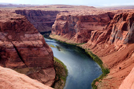 Page, Arizona / USA - August 05, 2015: Horseshoe Bend seen from the lookout point, Colorado river, Page, Arizona, USAのeditorial素材