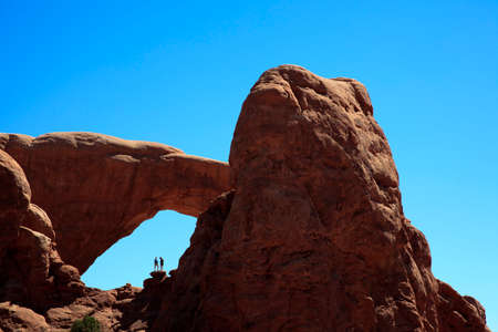 Moab, Utah / USA - August 18, 2015: Rock formation and landscape at Arches National Park, Moab, Utah, USAのeditorial素材