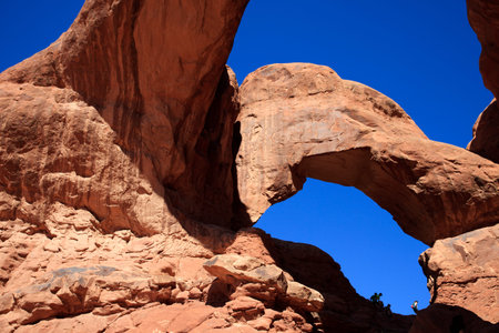 Moab, Utah / USA - August 18, 2015: Rock formation and landscape at Arches National Park, Moab,...
