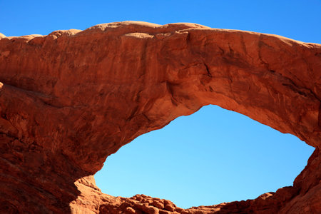 Moab, Utah / USA - August 18, 2015: Rock formation and landscape at Arches National Park, Moab,...