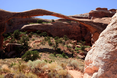 Moab, Utah / USA - August 18, 2015: Rock formation and landscape at Arches National Park, Moab, Utah, USAのeditorial素材